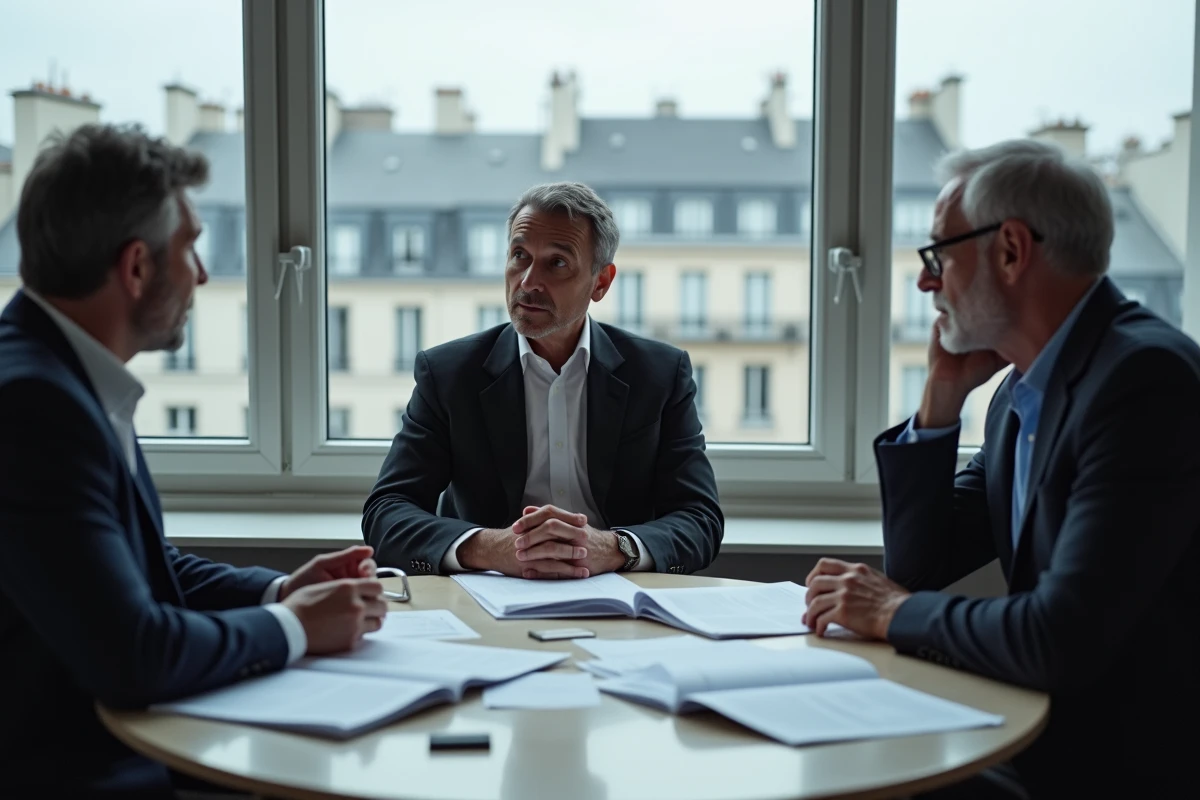 Journalistes français réunis en réunion éditoriale dans une salle de presse parisienne pour analyser une polémique publique
